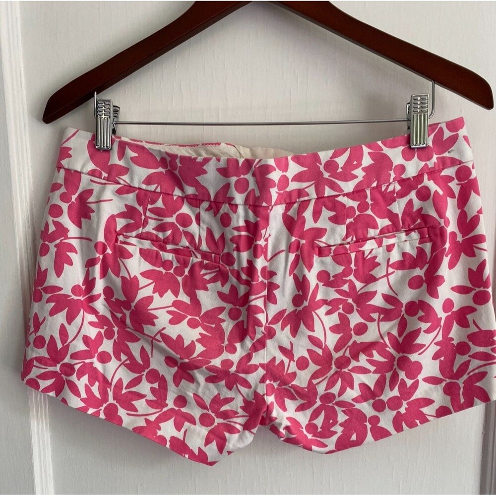 J Crew Stretch Relax Fit 3” Shorts Pink-White Floral Design Cotton Blend Size 6
